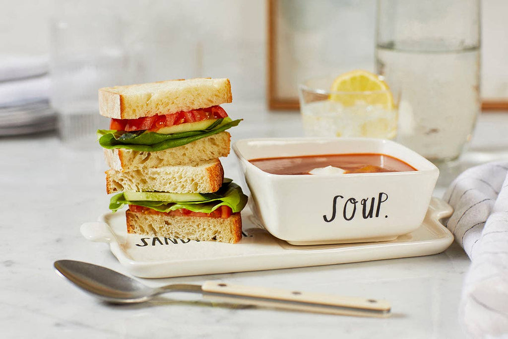 Rae Dunn Stem Print Soup + Sandwich Set