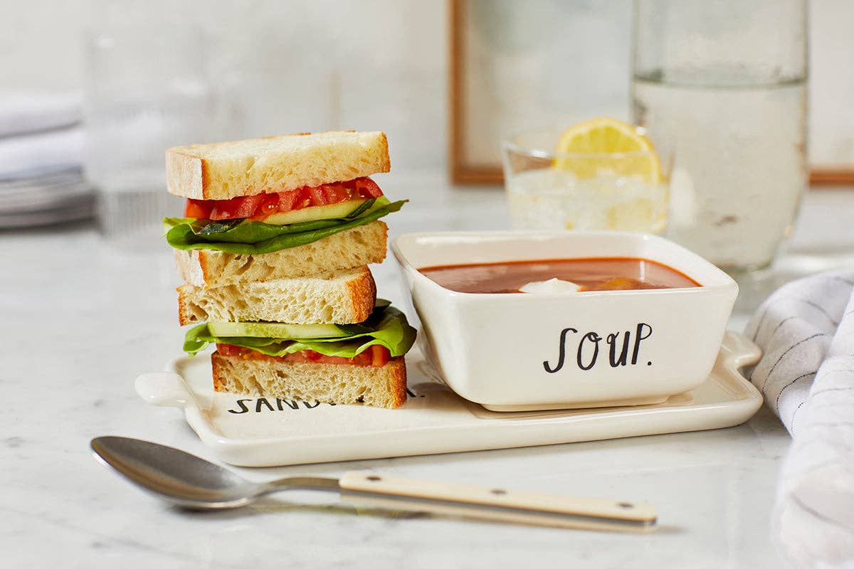 Rae Dunn Stem Print Soup + Sandwich Set