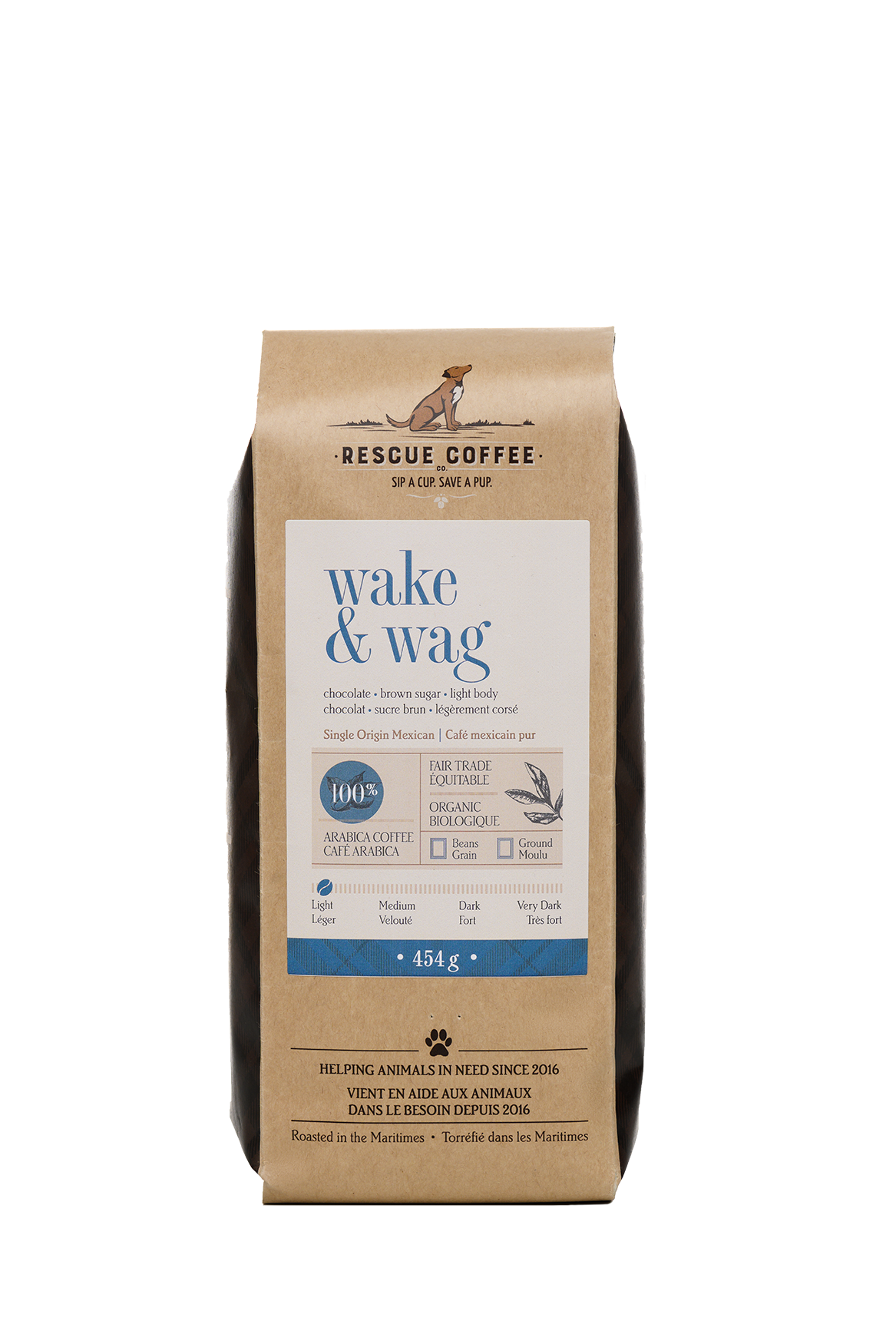 Wake & Wag | Light Roast | 1lb Bag | Organic Coffee: Ground