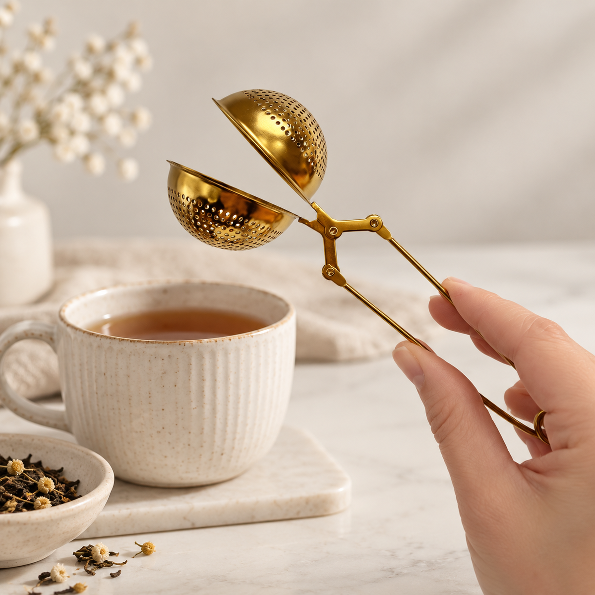 Stainless Steel Tea Infuser | Loose Leaf Tea Strainer with H: Silver