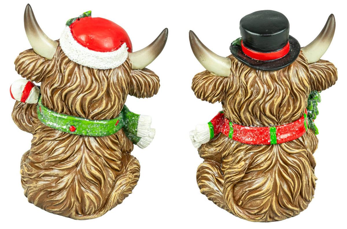 Holly Jolly Christmas Highland Cow 6" - Set of 2