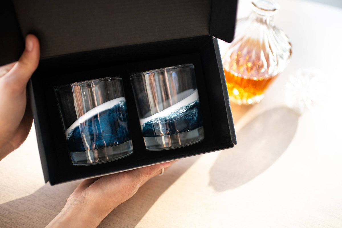 Resin Accented Whisky Glasses