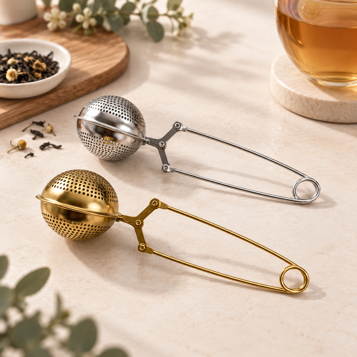 Stainless Steel Tea Infuser | Loose Leaf Tea Strainer with H: Silver