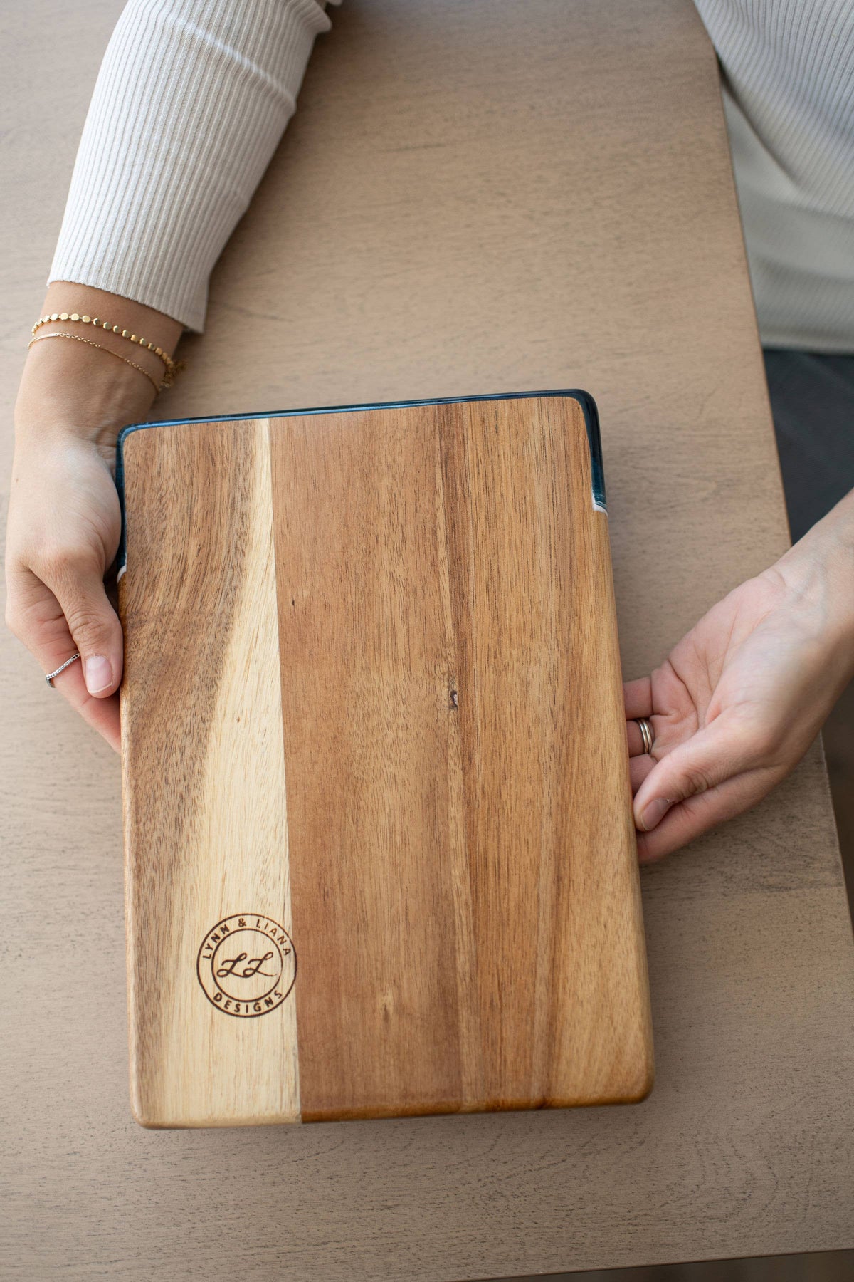 Wood Resin Date Night Cheese Charcuterie Board : Ocean Vibes