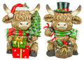 Holly Jolly Christmas Highland Cow Large Sitter 2 Ast