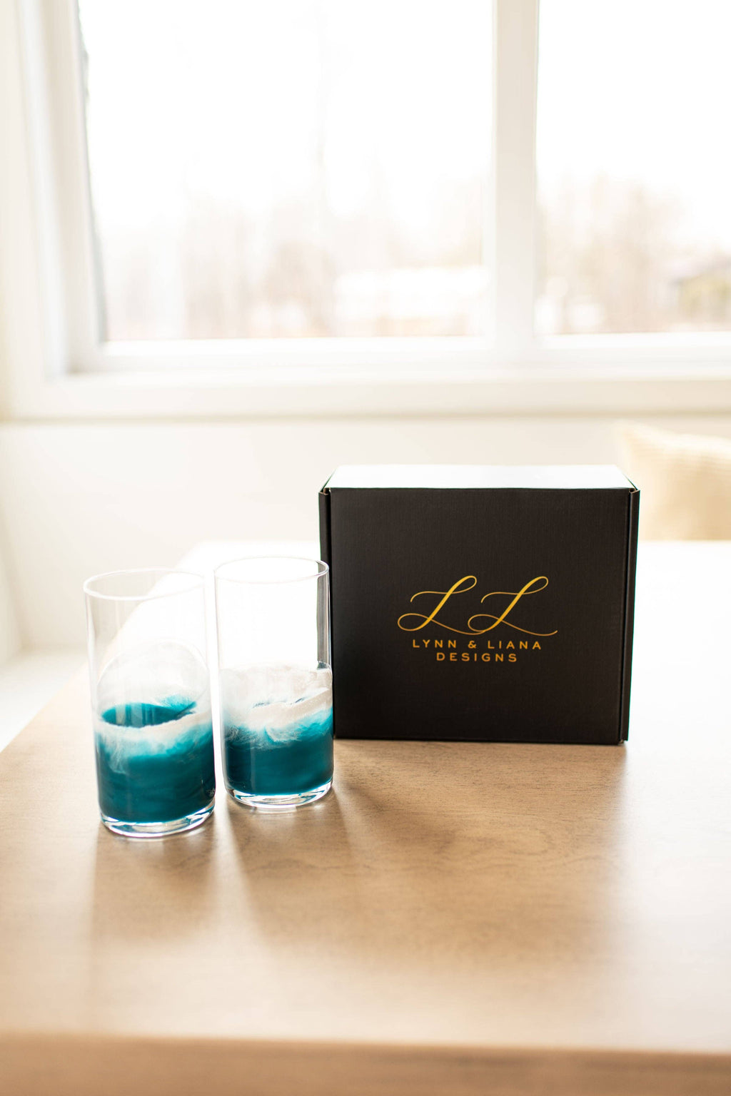 Resin Accented Highball Glasses : Ocean Vibes