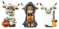 TRICK OR TREATER HIGHLAND COW 3 ASSORTED