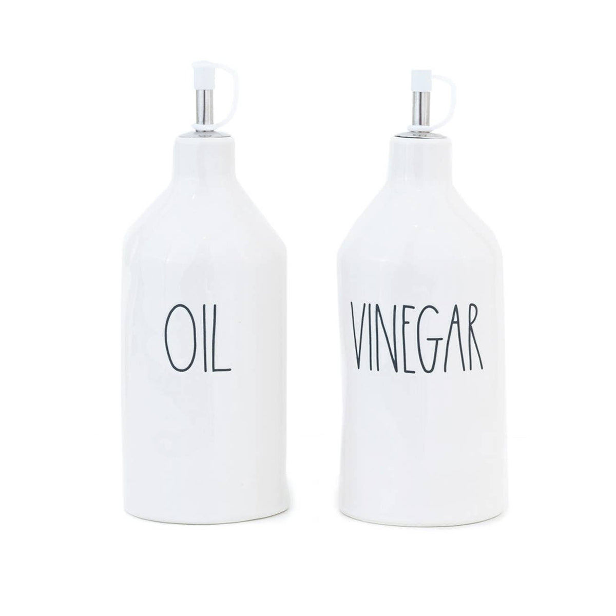 Rae Dunn Artisan Oil + Vinegar Cruets, Set of 2