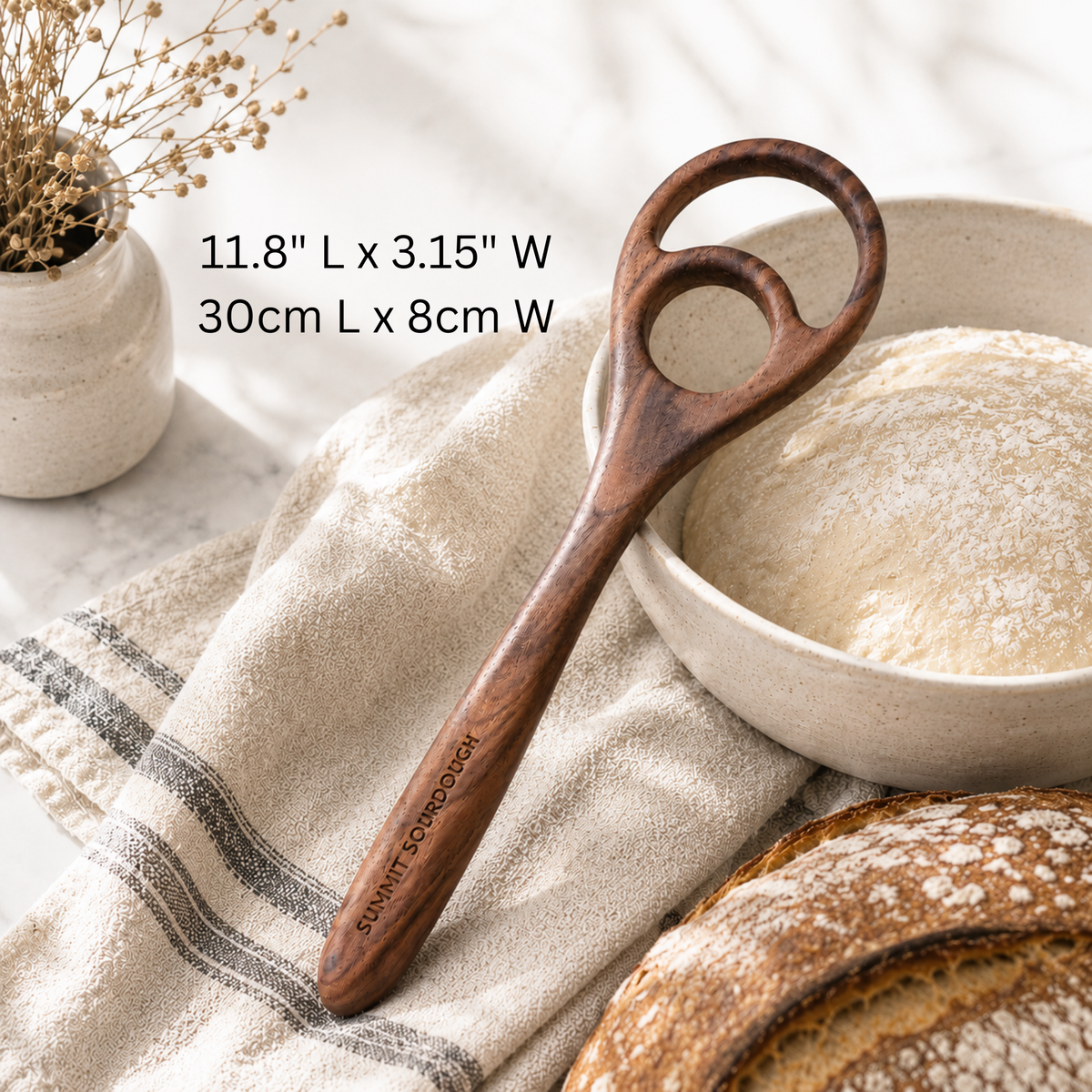 Sourdough Danish Dough Whisk Double Loop - All Wood