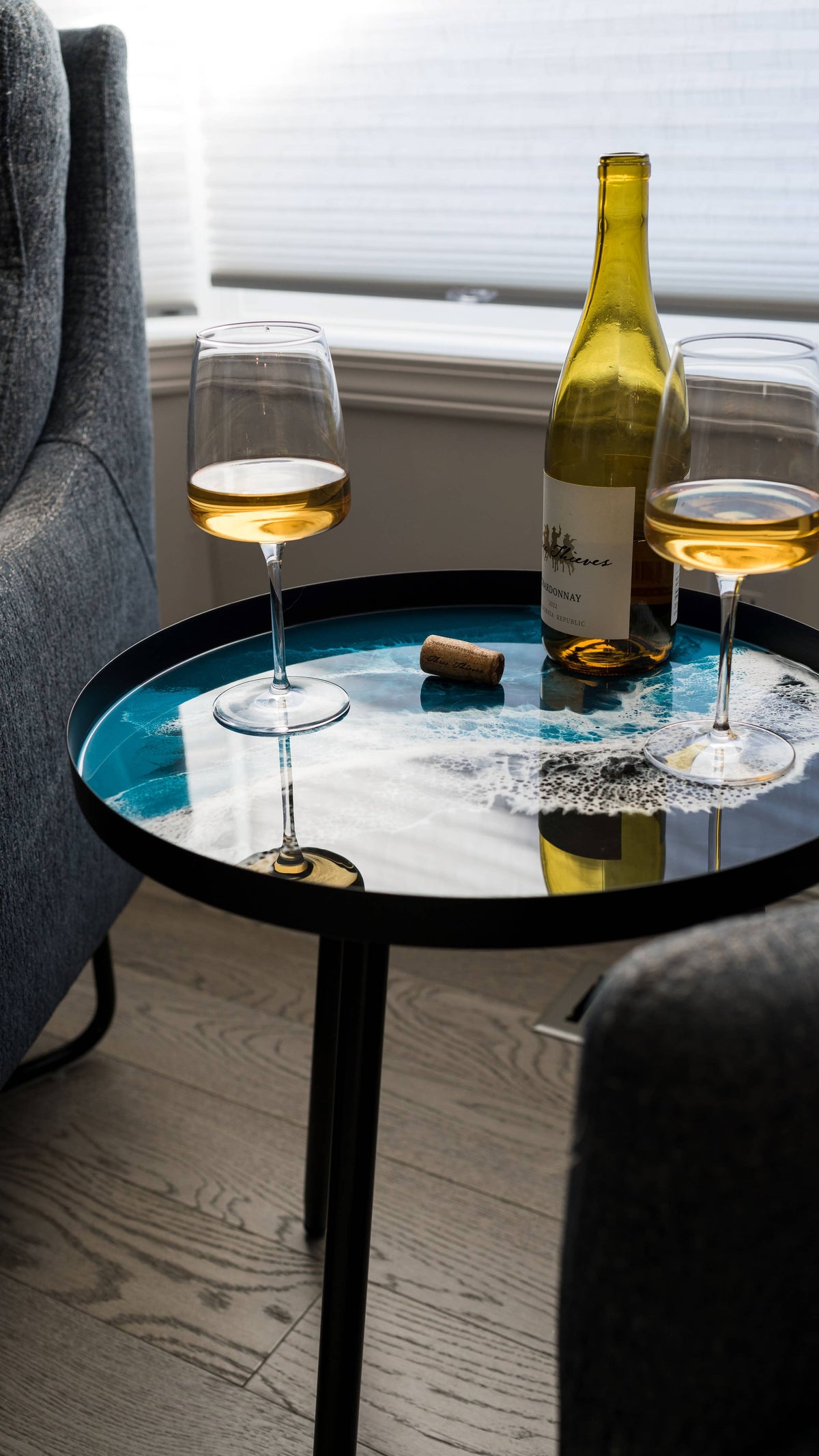 Resin Accented Side Table : Ocean Vibes
