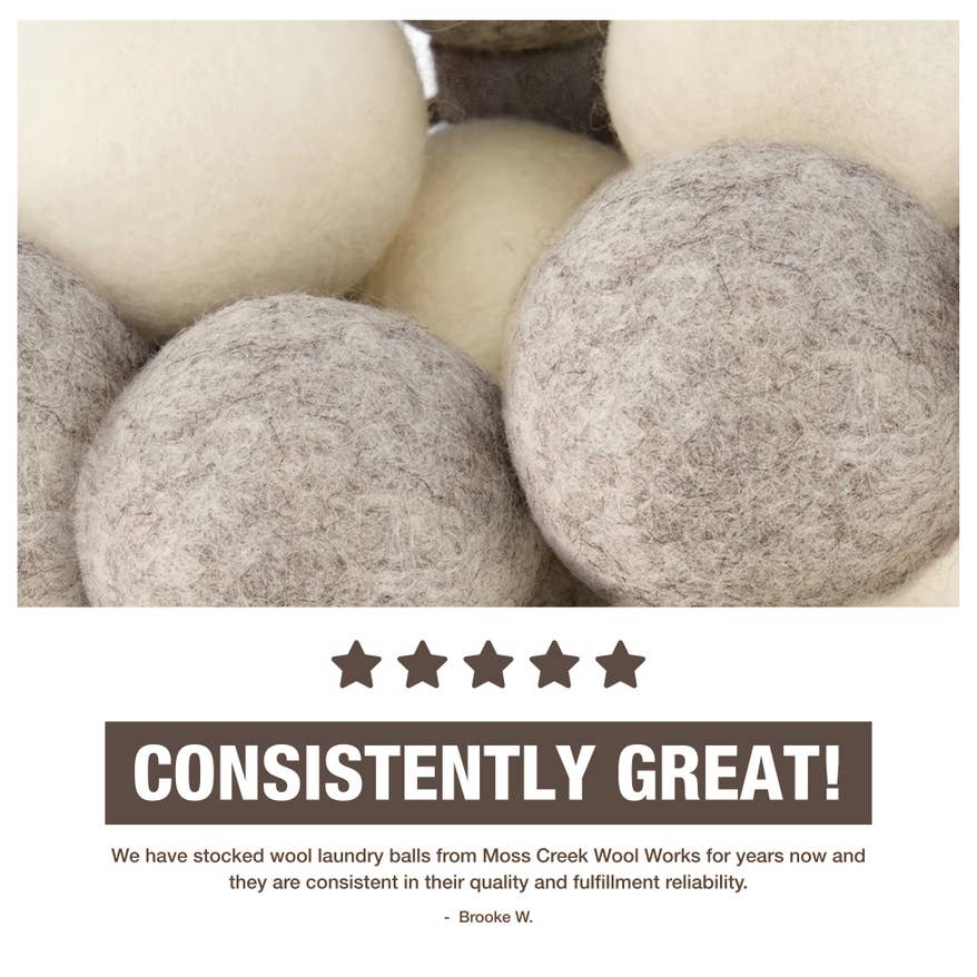 100% Pure Wool Dryer Balls | 3-Pack Barn Box | Grey
