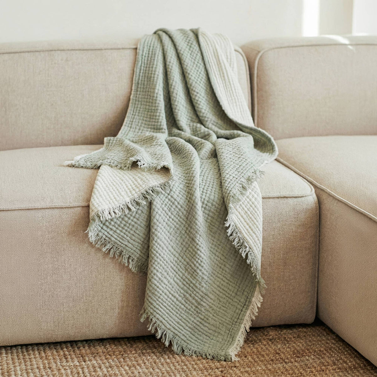4 Layer Muslin Gauze Blanket: Green