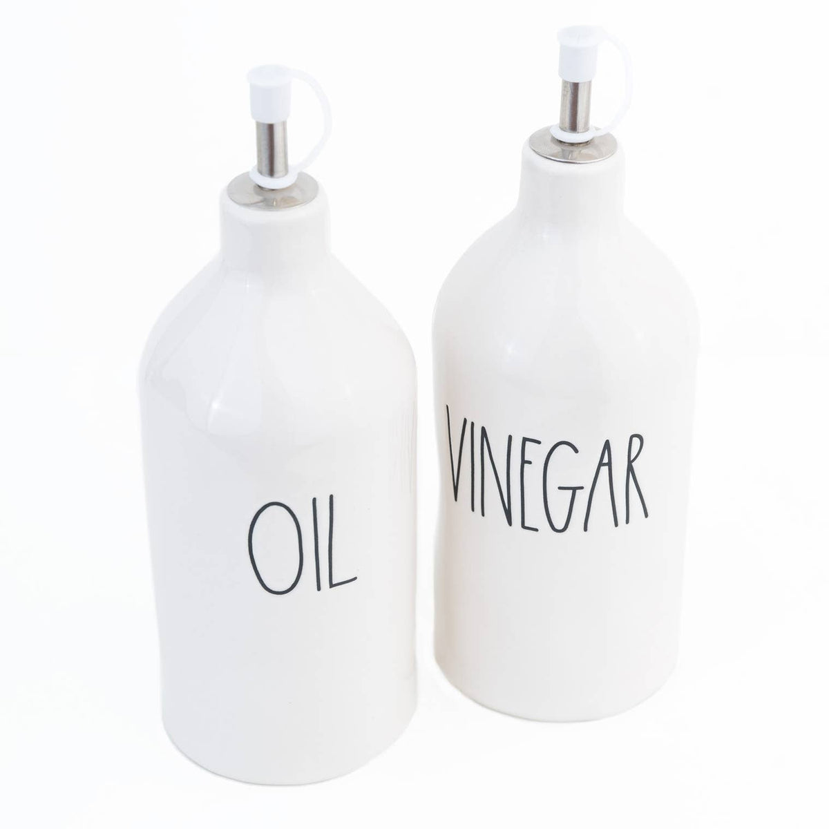 Rae Dunn Artisan Oil + Vinegar Cruets, Set of 2