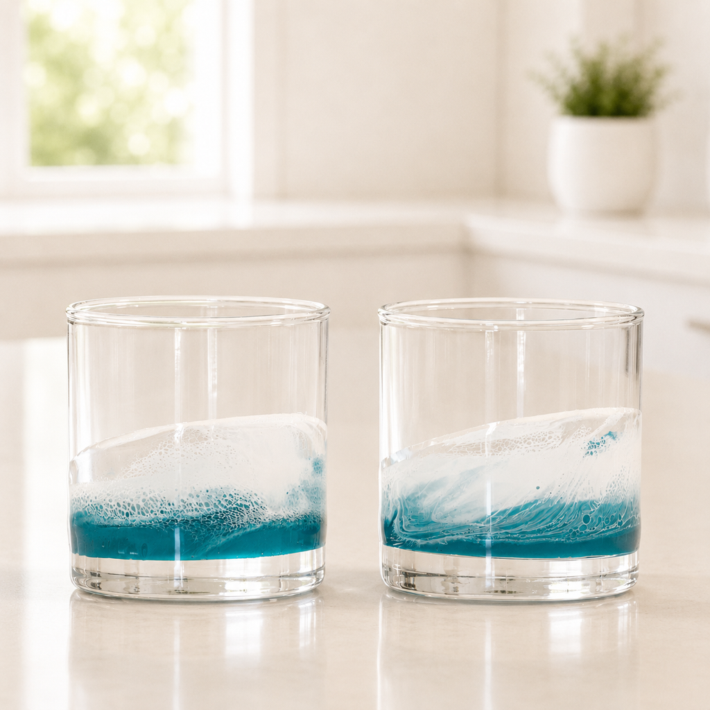 Resin Accented Whisky Glasses - Ocean Vibes