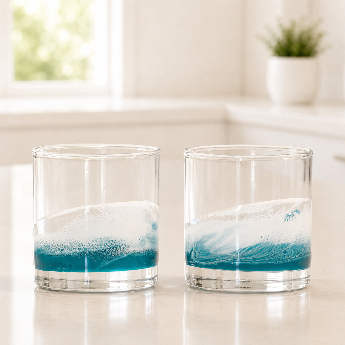 Resin Accented Whisky Glasses - Ocean Vibes