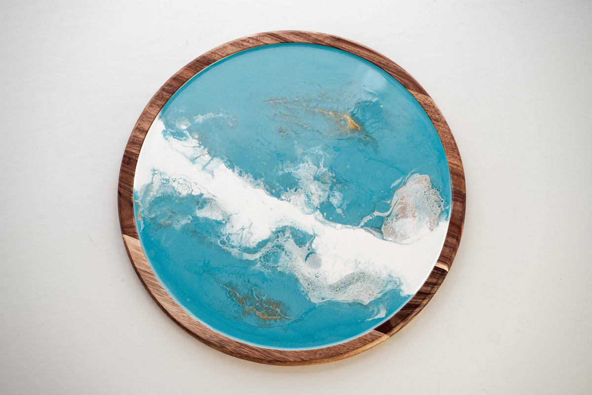 Lazy Susan : Teal White Gold