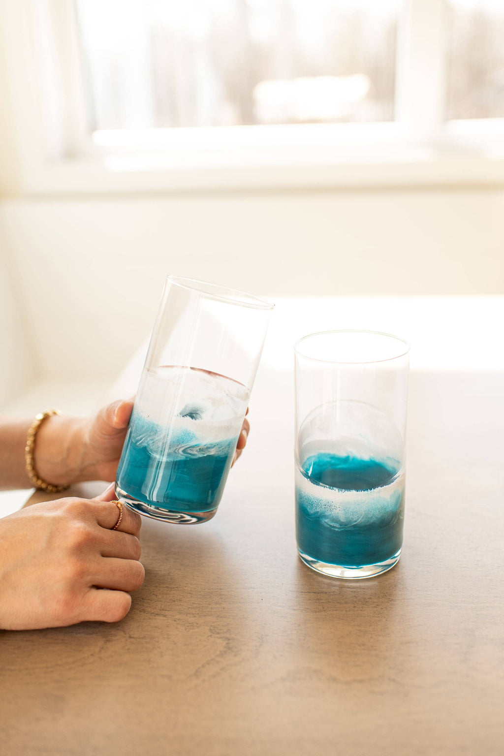 Resin Accented Highball Glasses : Ocean Vibes