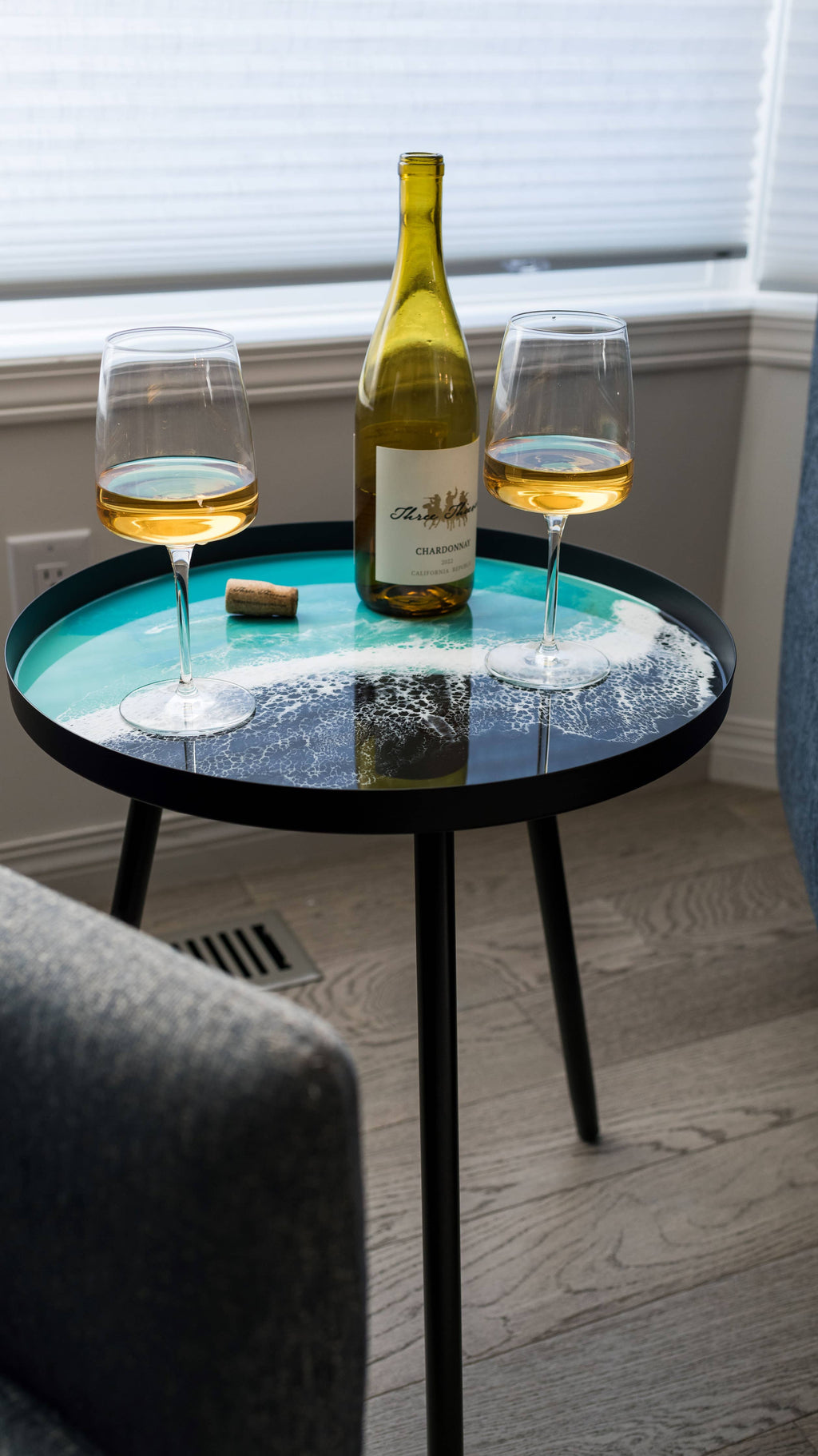 Resin Accented Side Table : Caribbean Blue