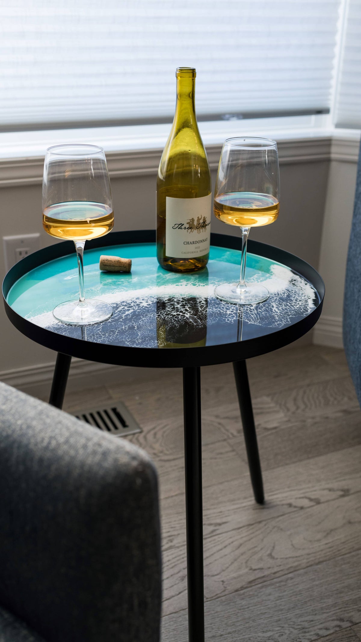 Resin Accented Side Table : Caribbean Blue