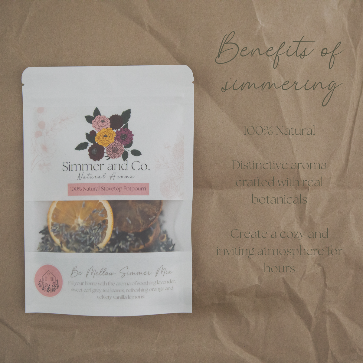 Be Mellow Simmer Pot Mix, Natural Lavender Citrus Aroma
