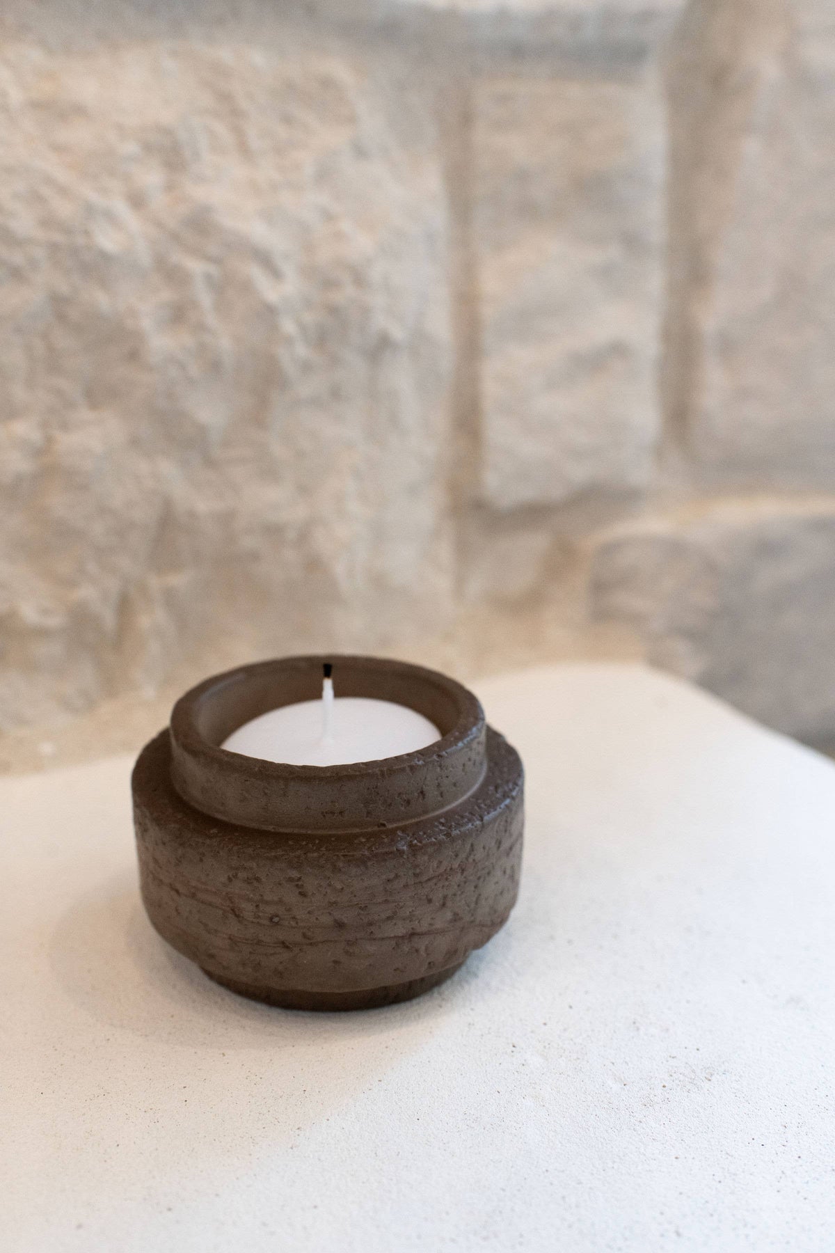 Tea Light Holder : Mocha Stone