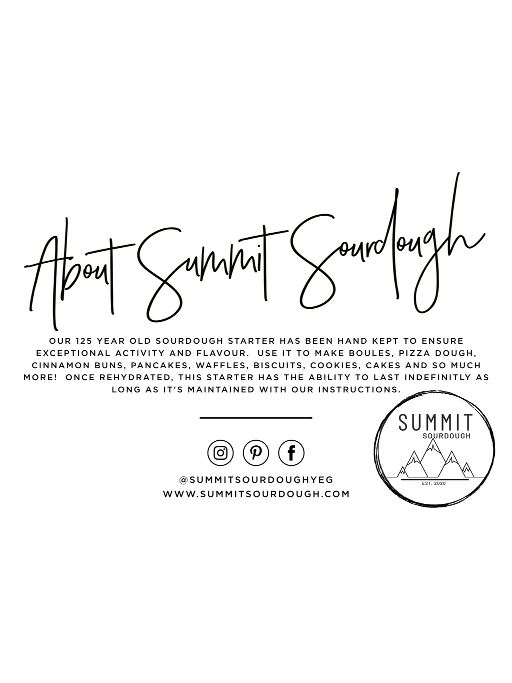 130 Year Old Summit Sourdough Starter Kit