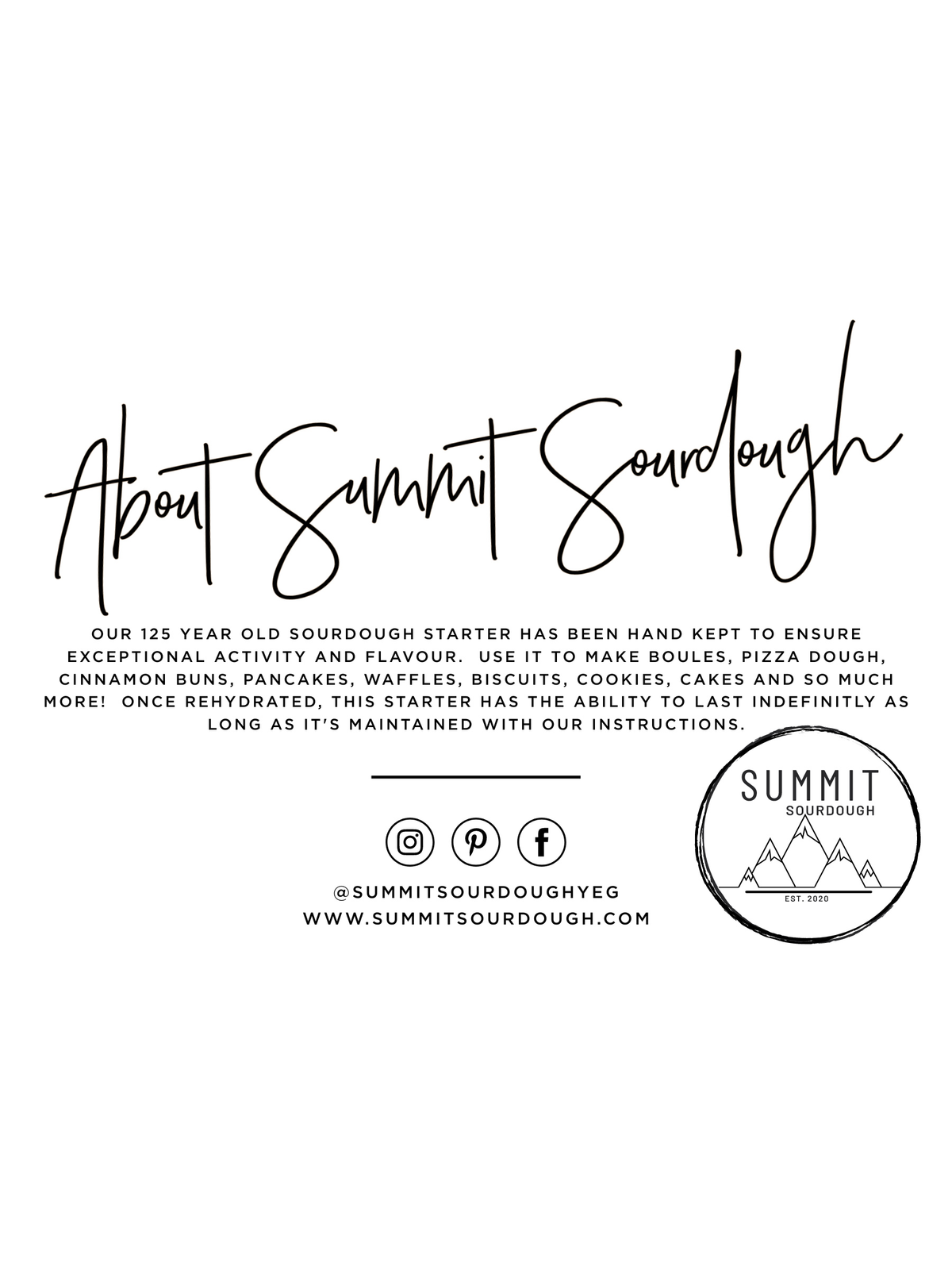 130 Year Old Summit Sourdough Starter Kit