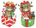 Christmas Highland Cow Gift Box Tabletop 2 Assorted