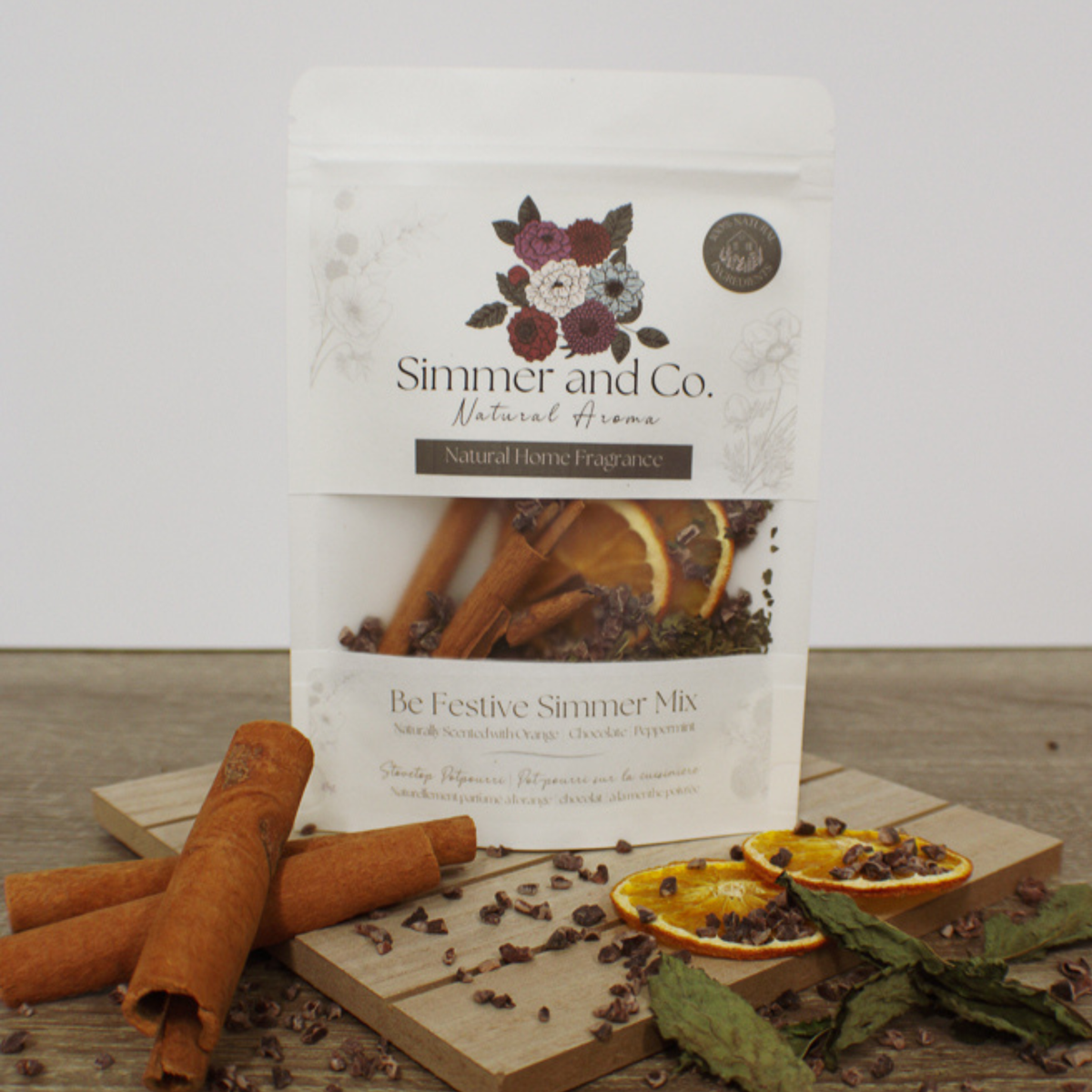 Be Festive Simmer Pot Mix, Natural Peppermint Cocoa Spice Aroma