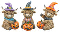 Witchy Halloween Highland Cow Tabletop 3 Assorted