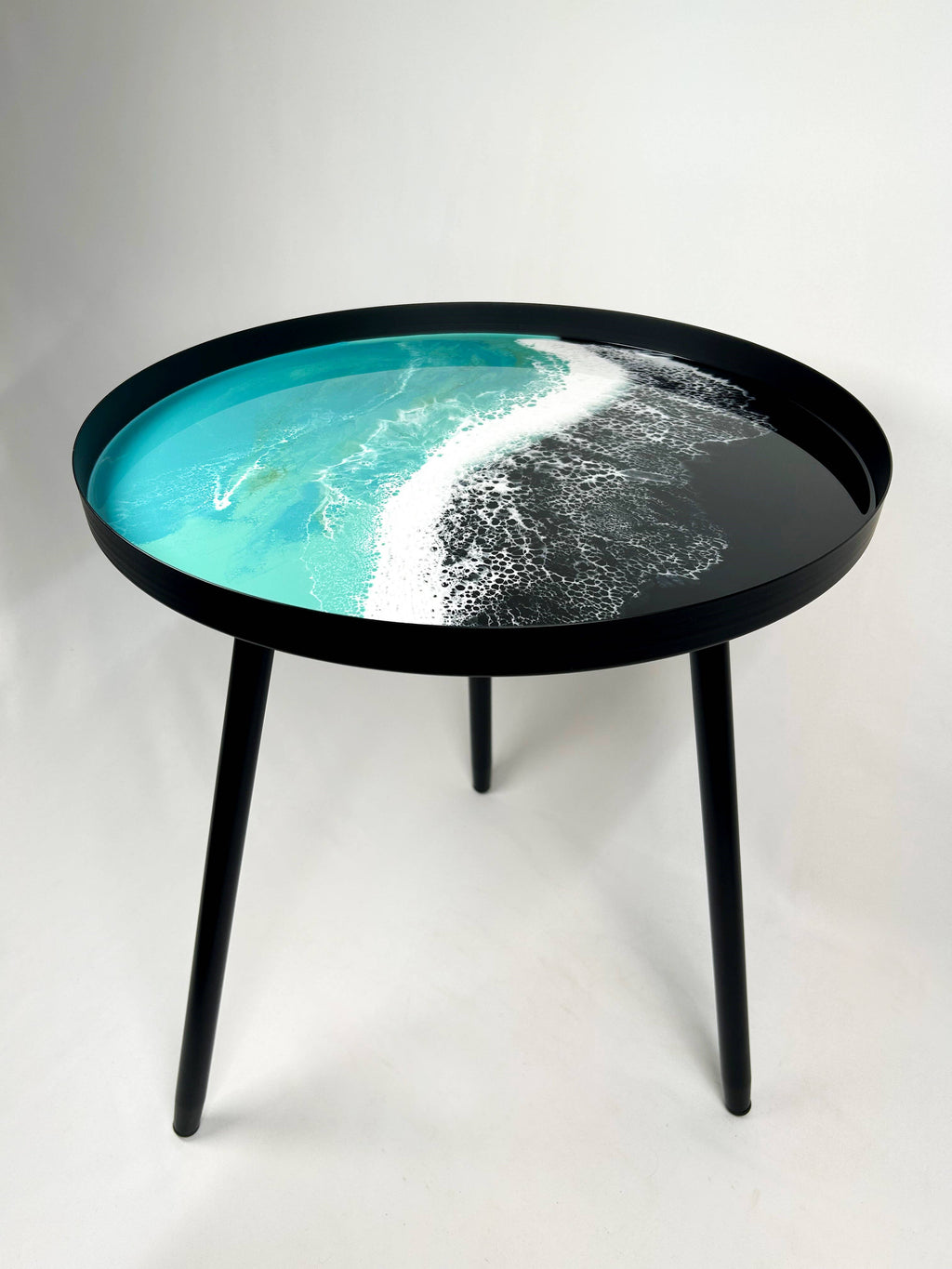 Resin Accented Side Table : Caribbean Blue