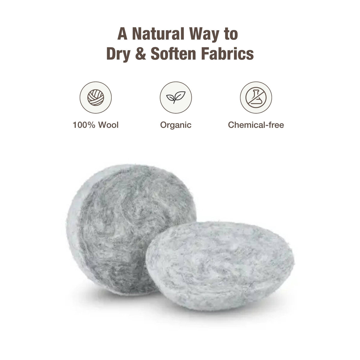 100% Pure Wool Dryer Balls | 3-Pack Barn Box | Grey