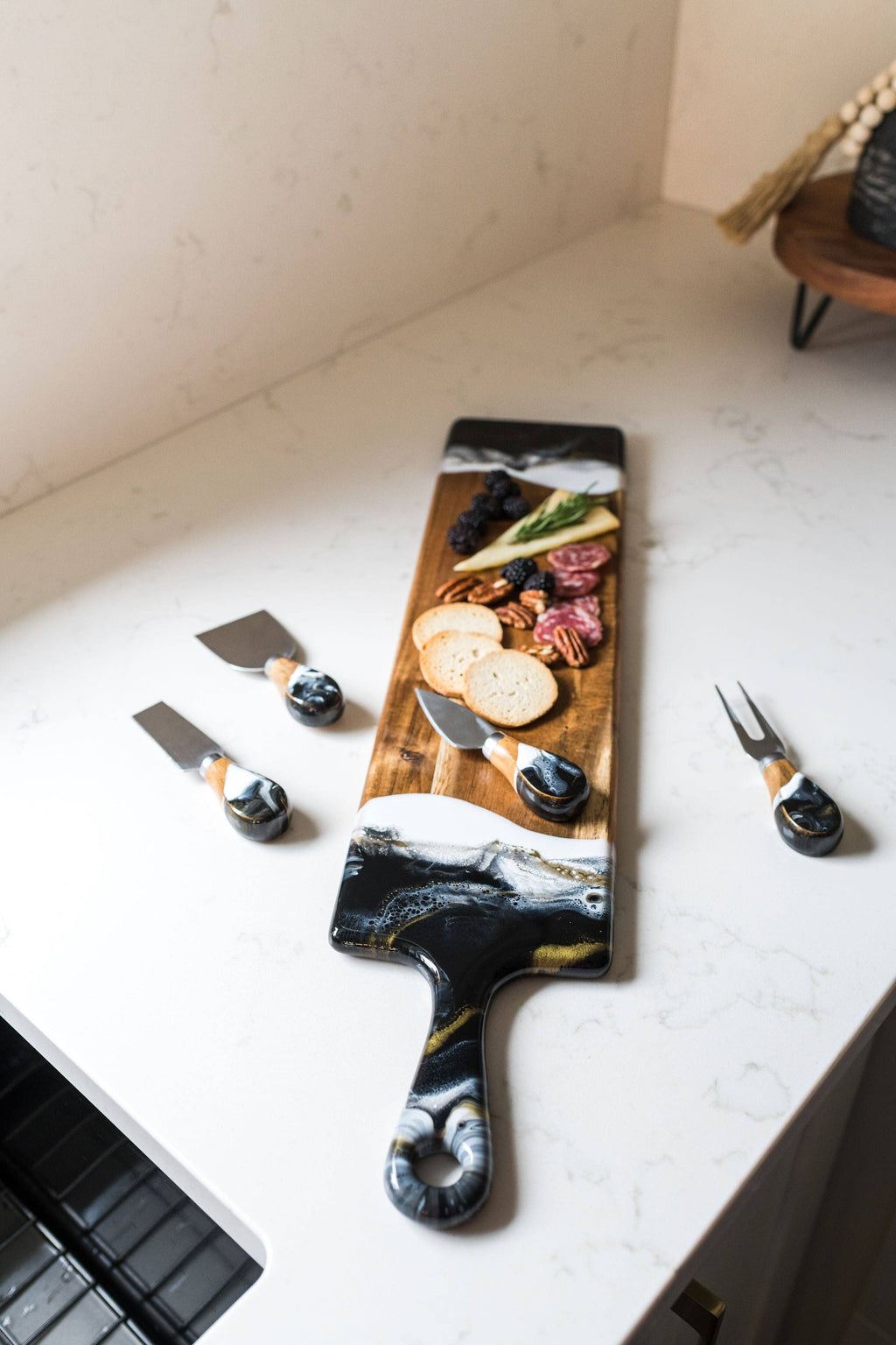 Resin Coated Cheese Knife Set - Set of 4 : Onyx