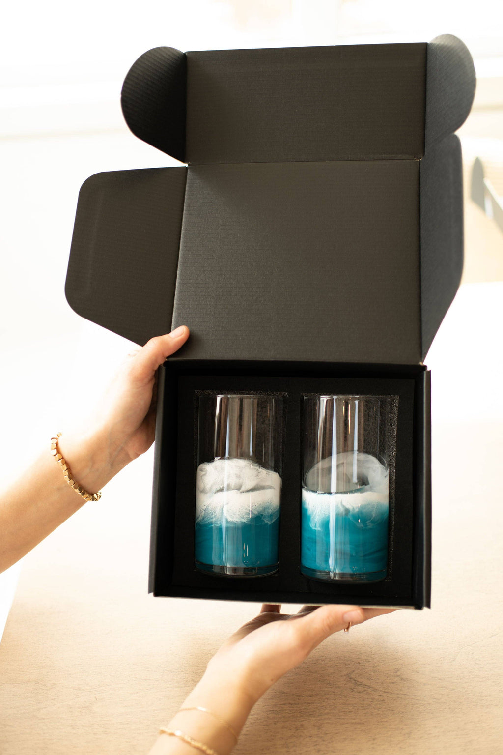 Resin Accented Highball Glasses : Ocean Vibes