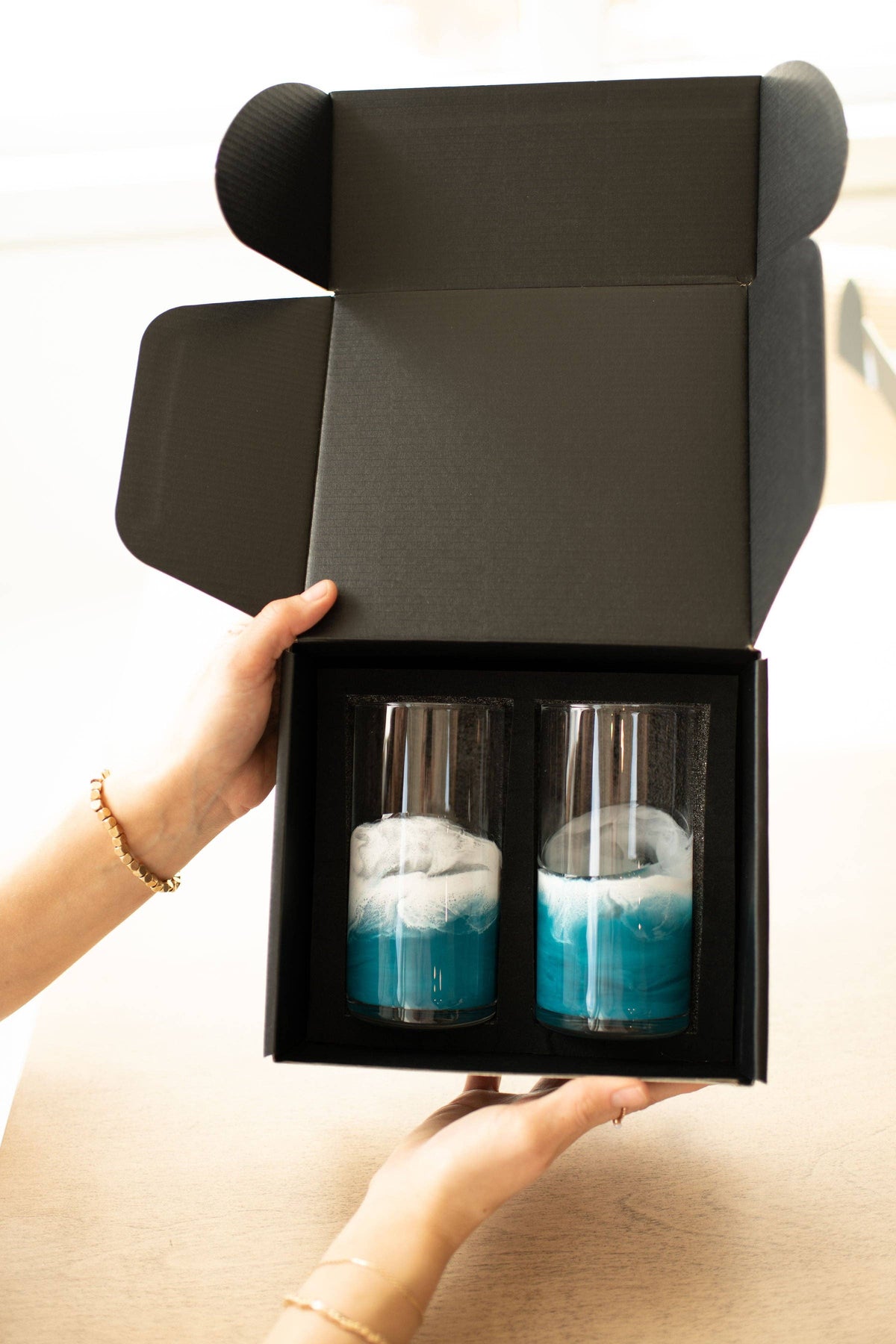 Resin Accented Highball Glasses : Ocean Vibes