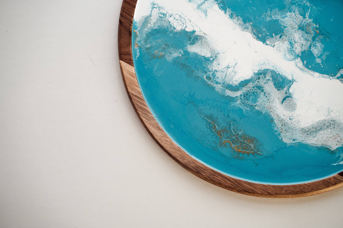 Lazy Susan : Teal White Gold