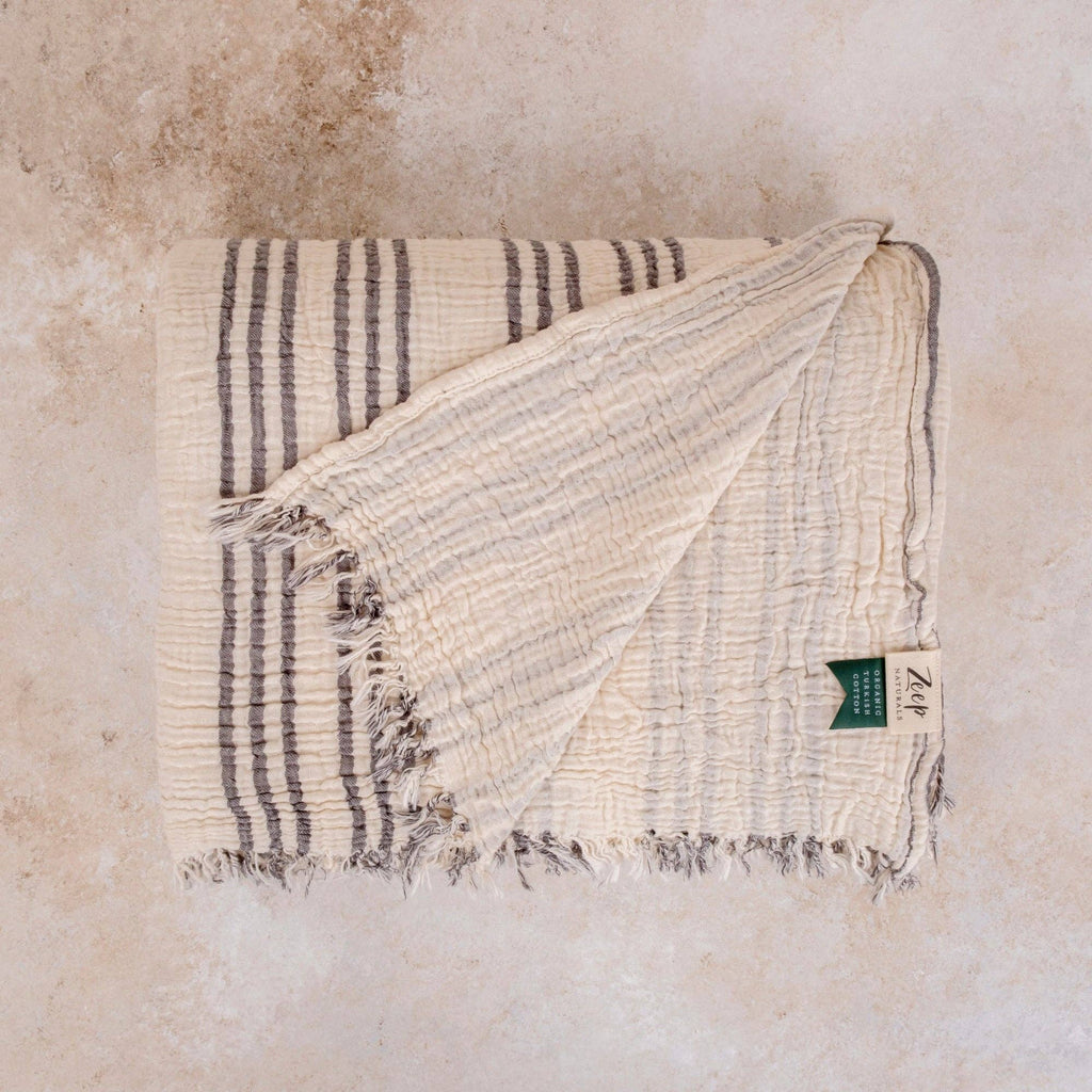 Muslin Cloud Signature Set: Soft Stripe Grey