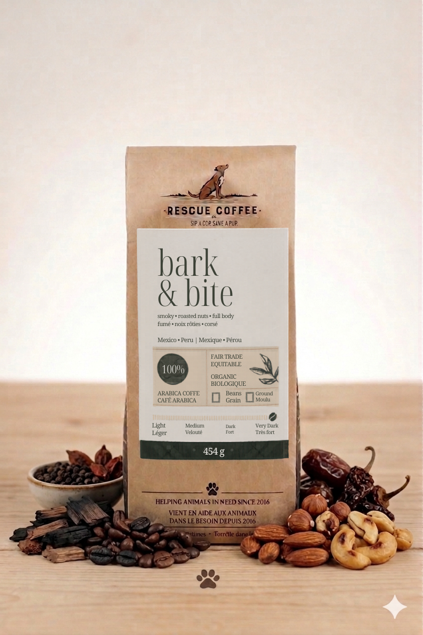 Bark & Bite | Very Dark Roast | 1lb Bag | Organic Coffee: Whole bean