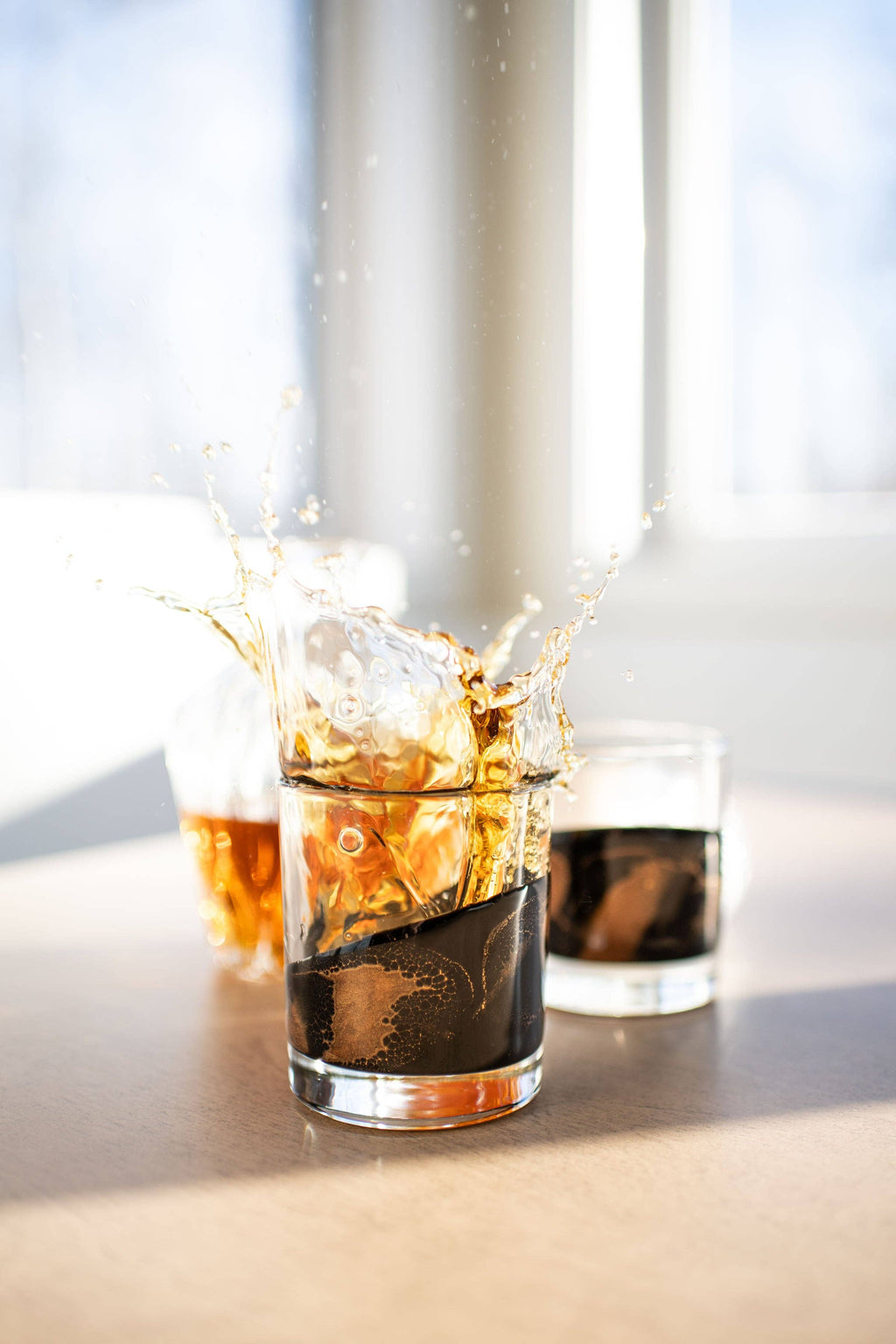 Resin Accented Whisky Glass Set of 2 : Black Ember