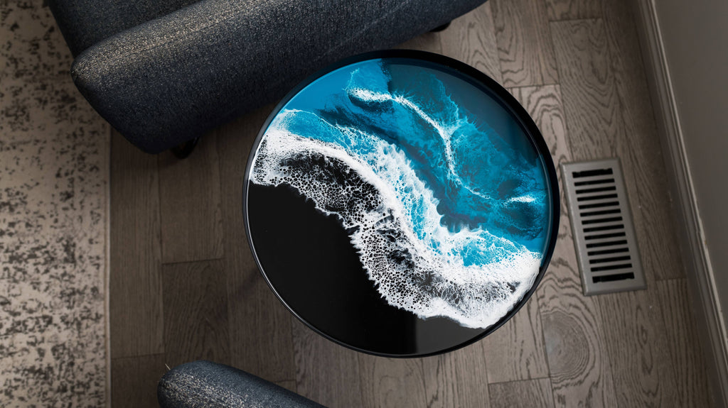 Resin Accented Side Table : Ocean Vibes