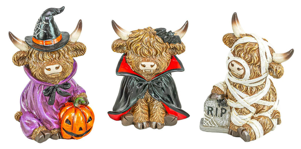 Costumed Halloween Highland Cow 5" - set of 3