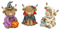 Costumed Halloween Highland Cow 5" - set of 3