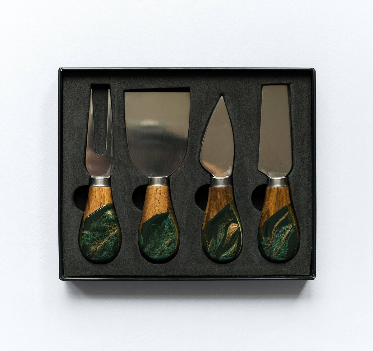 Resin Coated Cheese Knife Set - Set of 4 - Jade