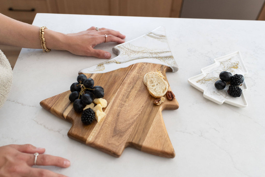 Christmas Tree Board: Gold Quartz / Acacia Charcuterie Board