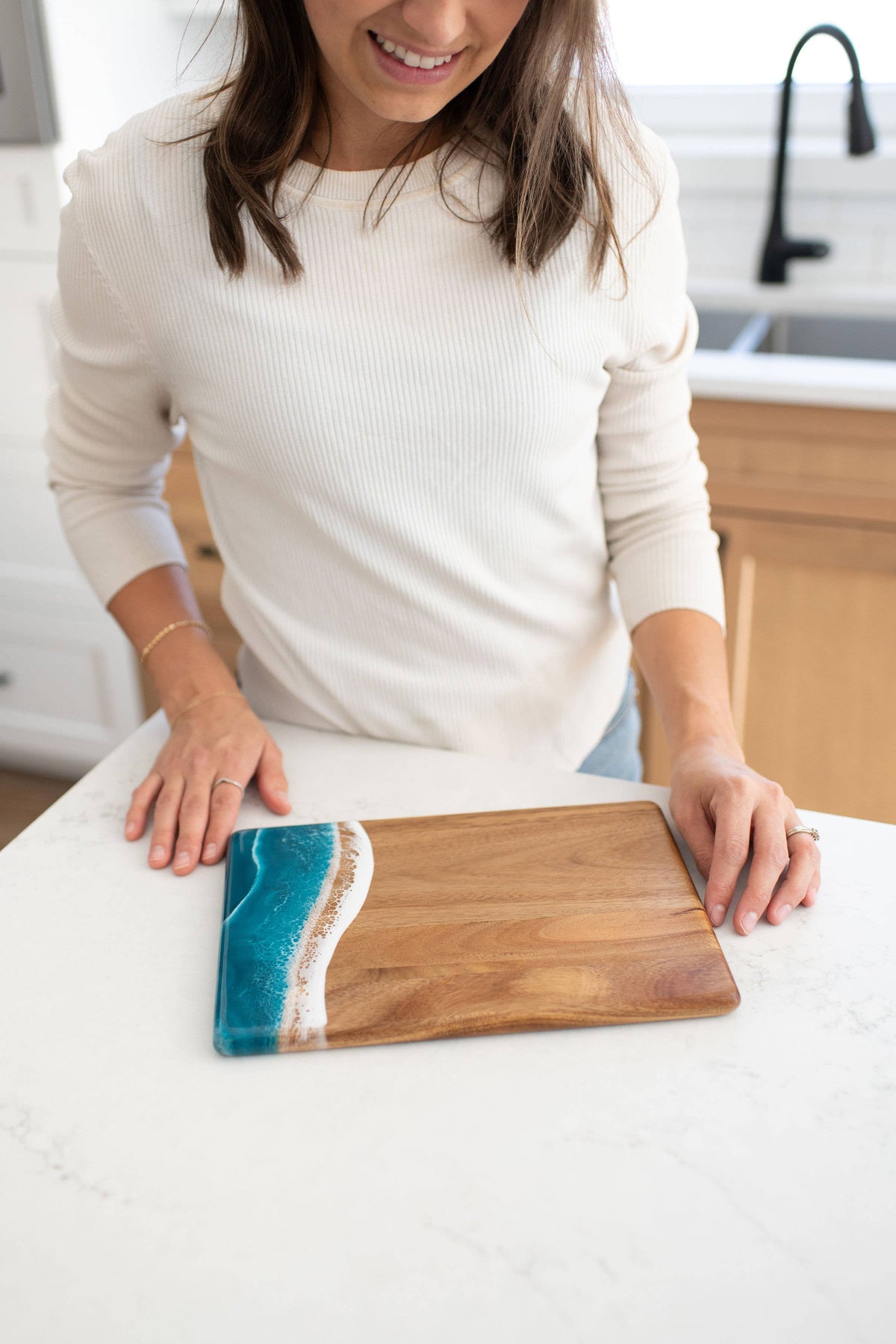 Wood Resin Date Night Cheese Charcuterie Board : Ocean Vibes