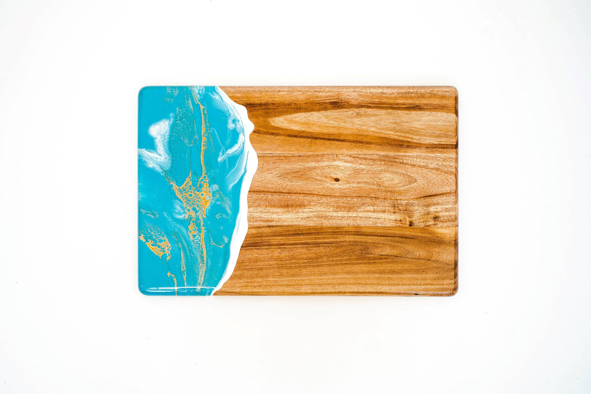 Acacia Charcuterie Boards: Teal White Gold / Bread Board