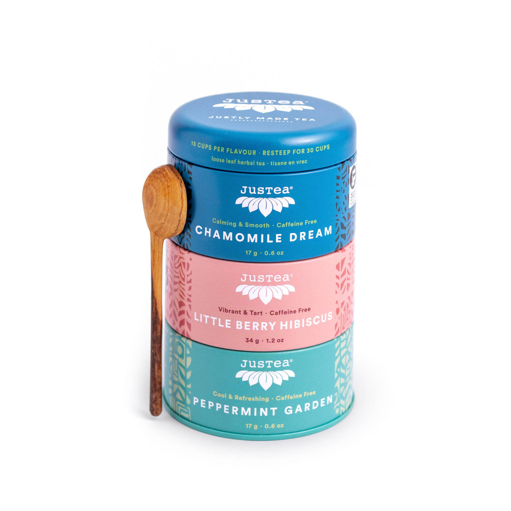Herbal Tea Trio Tin & Spoon - Organic, Fair-Trade Tea Gift