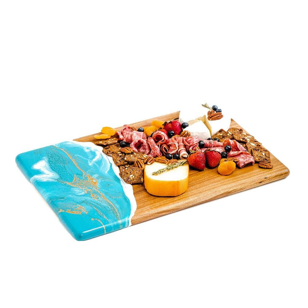 Acacia Charcuterie Boards: Teal White Gold / Bread Board