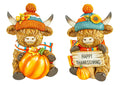Knit Cap Fall Highland Cow 5" Sitter 2 Ast