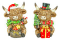 Holly Jolly Christmas Highland Cow 6" - Set of 2
